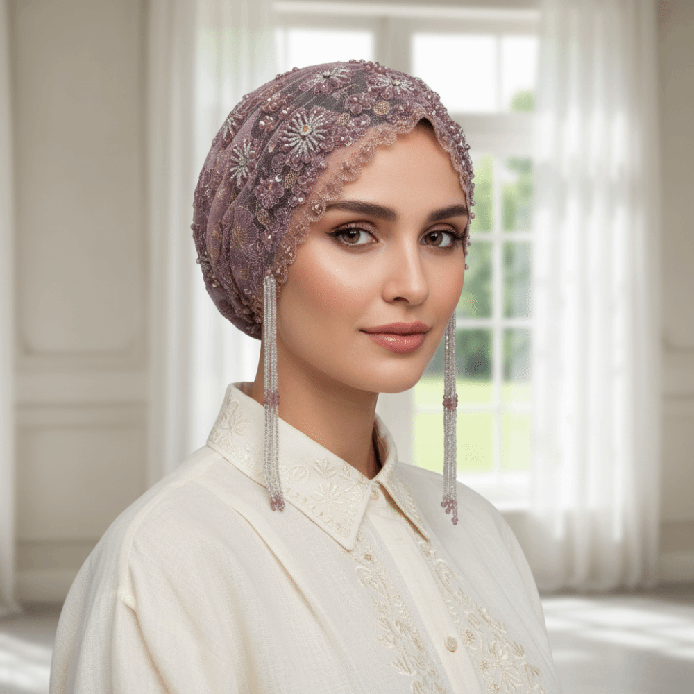 Shiny Beads Turban Hat Long Ta - đánh giá và giá Home Decor Indonesia