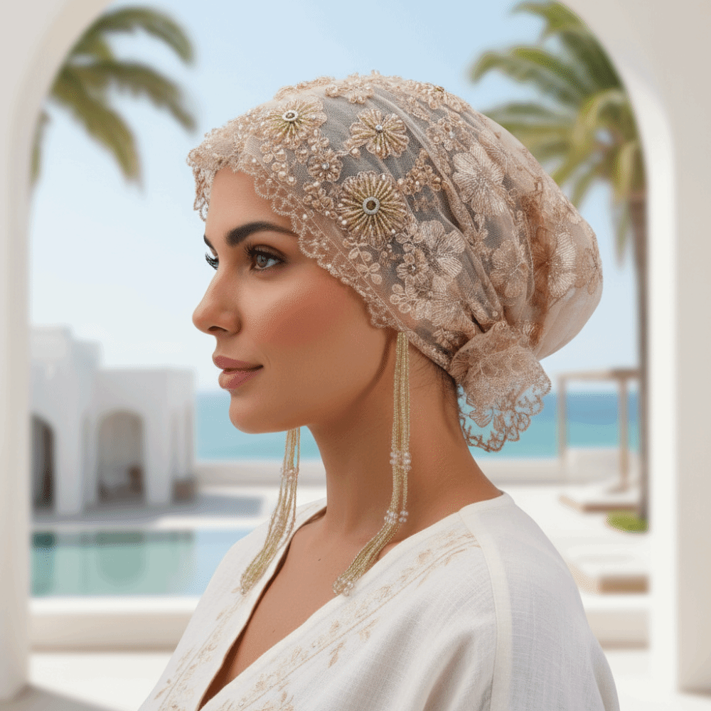 Shiny Beads Turban Hat Long Ta - đánh giá và giá Home Decor Indonesia