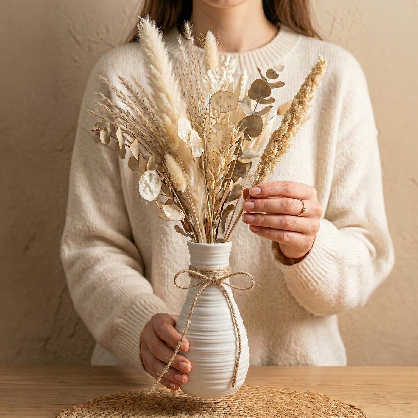 1pc Boho Horizontal Ridged Wai - đánh giá và giá Pampas Grass Decor
